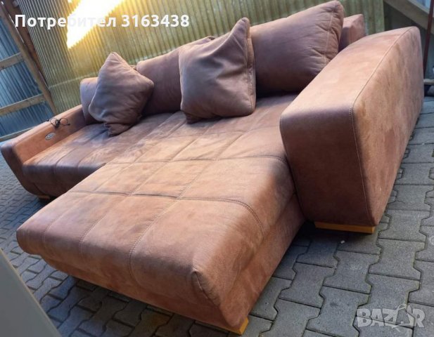 Кафяв ъглов диван с електрически функции, снимка 6 - Дивани и мека мебел - 36002991