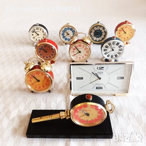 Часовник будилник Слава червен работещ, снимка 7 - Антикварни и старинни предмети - 44323276