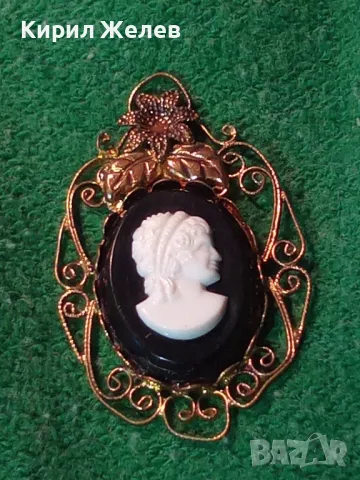 СТАРИННА ФИЛИГРАННА МЕДНА ПОЗЛАТЕНА КАМЕЯ КЛАСИЧЕСКА ФИНА МАЙСТОРСКА ИЗРАБОТКА РЕТРО БИЖУ 45673, снимка 10 - Антикварни и старинни предмети - 47120421