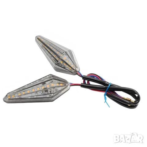 Динамични LED мигачи с бяла DRL светлина и лепящ монтаж 2 броя, снимка 2 - Аксесоари и консумативи - 55865957