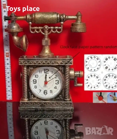 Винтидж телефон часовник, ретро сувенир, снимка 3 - Декорация за дома - 52496022