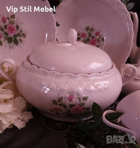 Колекционерски розов сервиз за хранене и кафе , снимка 8 - Сервизи - 53534156