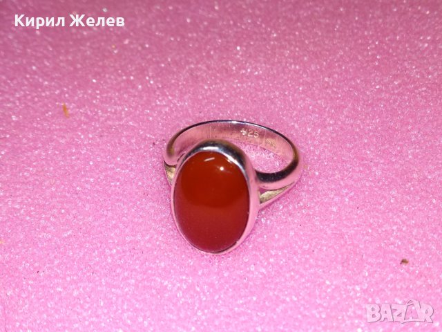 ВЕЛИКОЛЕПЕН СКЪПОЦЕНЕН СРЕБЪРЕН ПРЪСТЕН СРЕБРО 925 BG с ГОЛЯМ ПОЛИРАН КАРНЕОЛ РЪЧНА АРТ РАБОТА 42082, снимка 12 - Пръстени - 44314942