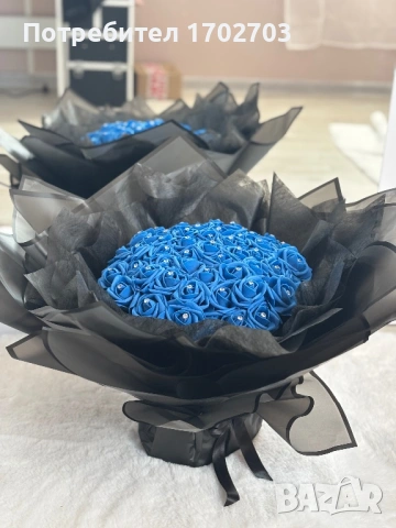 Букет 50 сини рози, снимка 2 - Декорация за дома - 53837592
