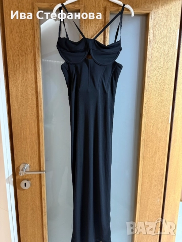 Нова черна еластична парти коктейлна официална рокля тип корсет миди midi дължна , снимка 5 - Рокли - 52721899