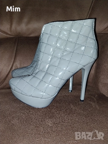 41 Лачени полуботушки с висок ток цвят капучино , снимка 3 - Дамски боти - 52339658
