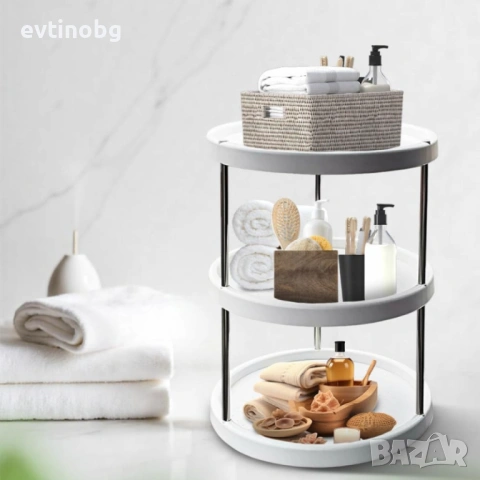 Въртяща се 3-етажна поставка – 360° организация за кухня, баня и дом, снимка 3 - Кутии за съхранение - 53833172