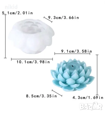 3D Лотус Лотос голямо цвете силиконов молд форма фондан смола свещ гипс шоколад декор, снимка 2 - Форми - 48800853