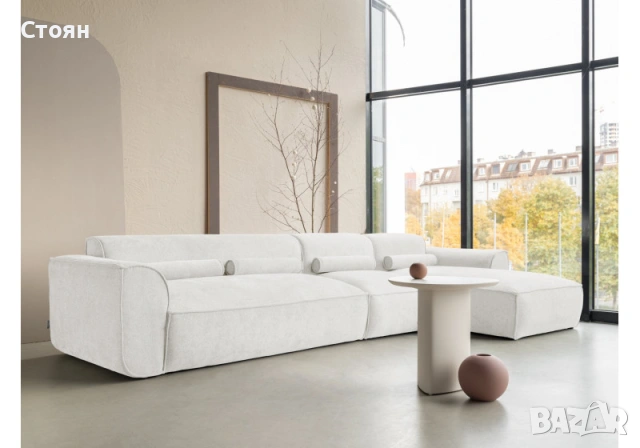 Светло кремав ъглов диван от плат Flex Felix, снимка 2 - Дивани и мека мебел - 53755405