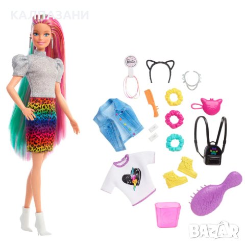 BARBIE Кукла Barbie® Leopard Rainbow hair GRN81, снимка 2 - Кукли - 41262652