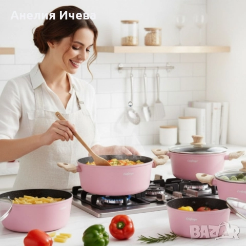 Cheffinger -розов комплект тенджери с мраморно покритие , снимка 4 - Съдове за готвене - 51891451