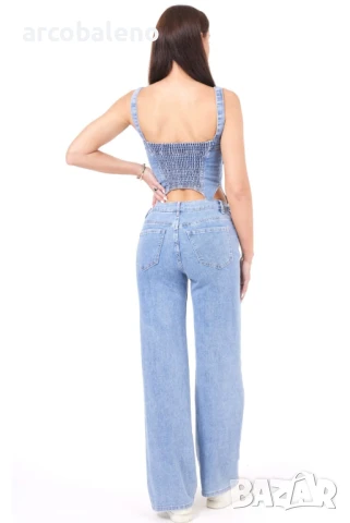 Дамски дълъг дънков гащеризон, снимка 5 - Гащеризони - 50991628