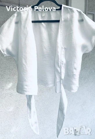 Модерен ленен топ кроп, снимка 4 - Корсети, бюстиета, топове - 51062983