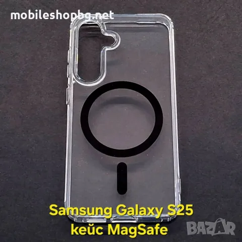 Samsung Galaxy S25 прозрачен гръб MagSafe с черен ринг, снимка 2 - Калъфи, кейсове - 49115051
