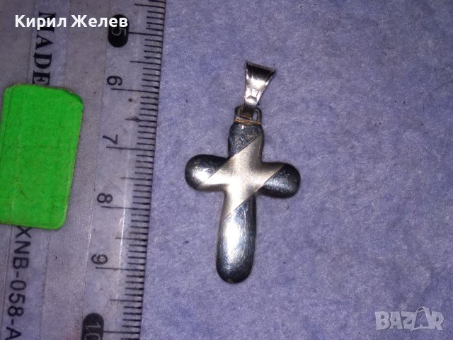 ЕЛЕГАНТЕН ИТАЛИАНСКИ СРЕБЪРЕН АРТ КРЪСТ СРЕБРО 925 с БЯЛА ПОЗЛАТА 38432, снимка 11 - Колиета, медальони, синджири - 41337131