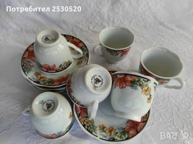 Порцеланов комплект чащи за кафе, снимка 5 - Сервизи - 35821045