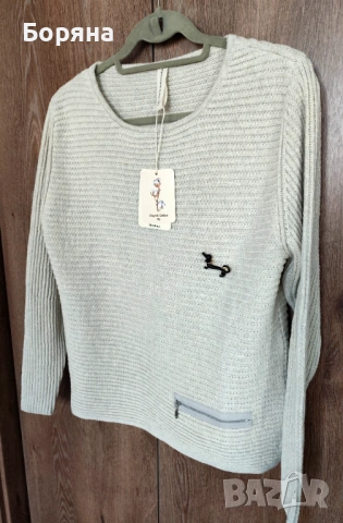 Skovhuus нов пуловер от 100% органичен памук с брошка, снимка 10 - Блузи с дълъг ръкав и пуловери - 53724887