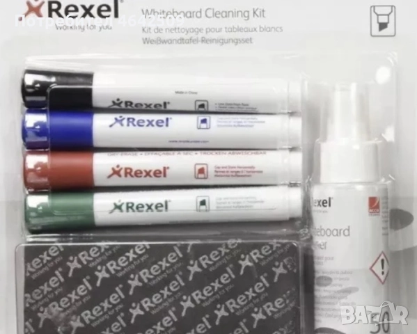 Комплект Маркери Спрей и Гъба за Почистване за Бяла Дъска Rexel 
