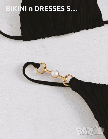 Черен бански с перли, снимка 4 - Бански костюми - 44237121