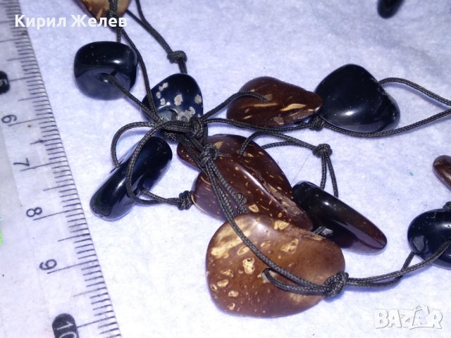ШАРМАНТНО ХЕНД МЕЙД ВЕЧЕРНО ЛЯТНО АРТ КОЛИЕ ОГЪРЛИЦА от КОКОС и ЧЕРЕН ОНИКС 56541, снимка 12 - Колиета, медальони, синджири - 41761565