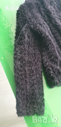 Черно пухено яке, снимка 3 - Якета - 51959633