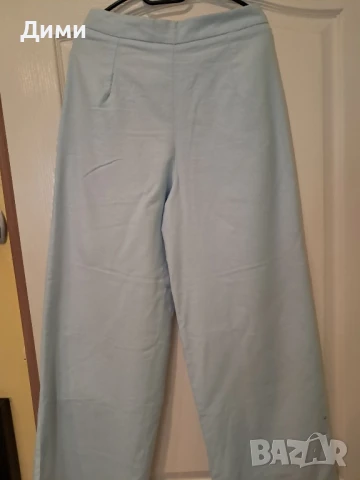 Светло син Широк панталон от лен S-М р-р, снимка 2 - Панталони - 51132080