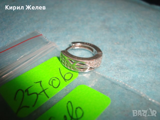 СРЕБЪРНА СКЪПОЦЕННА ОБЕЦА СРЕБРО 925 АНГЛИЯ с МИНИАТЮРНИ ЮВЕЛИРНО ШЛИФОВАНИ ЦИРКОНИ МАЙСТОРСКА 25706, снимка 3 - Обеци - 35736539