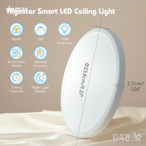Интелигентна LED таванна лампа Aigostar, 19W 1600LM, 3000-6500K, снимка 8 - Лед осветление - 42435994