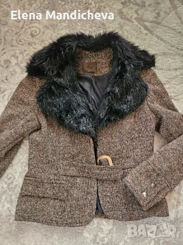 Късо вълнено зимно яке палто само с изкуствена яка , снимка 7 - Якета - 48853869