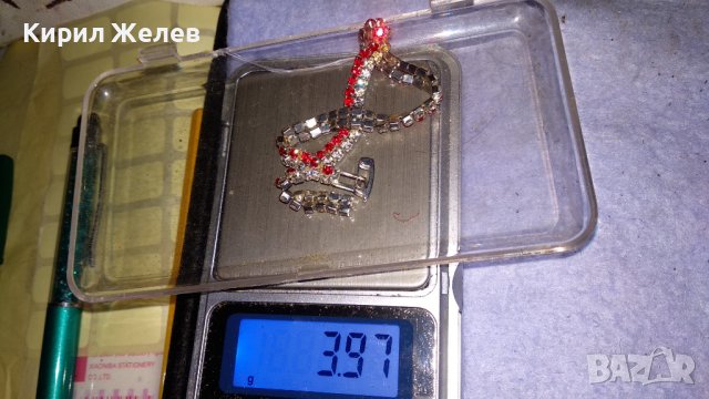 ДВЕ ПОСРЕБРЕНИ КРИСТАЛНИ РАЗТЕГЛИВИ МОДНИ АРТ ГРИВНИ 34291, снимка 6 - Гривни - 38950221
