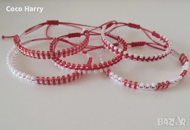 Комплект 5гривни мартенички,ръчно изработени, снимка 2 - Гривни - 53074564