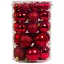 44 броя Комплект Коледни топки в три размера, Червени