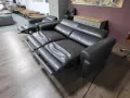 Сив кожен диван тройка и фотьойл Moreno с ел. релакс механизъм, снимка 8