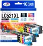 Нови Brother LC521XL съвместими касети 10 броя черно цветно мастило тонер печат принтер, снимка 1