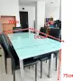 100922   кухненска стъклена трапезна маса 145/70 см с 6 стола -цена 170 евро общо всичко -76см височ, снимка 1