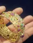 Луксозна кралска гривна с истински рубини, изумруди и перли и Позлата., снимка 13