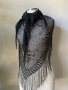 Черен, дантелен шал с ресни, снимка 1 - Шалове - 40004430