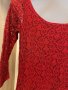 Дантелена червена рокля, размер XS/S, снимка 2