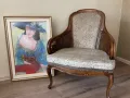 Антикварно кресло с ратан и извити подлакътници, снимка 4