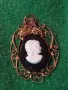 СТАРИННА ФИЛИГРАННА МЕДНА ПОЗЛАТЕНА КАМЕЯ КЛАСИЧЕСКА ФИНА МАЙСТОРСКА ИЗРАБОТКА РЕТРО БИЖУ 45673, снимка 10