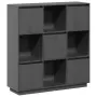 vidaXL Висок шкаф, сив, 110,5x35x117 см, борово дърво масив, снимка 1