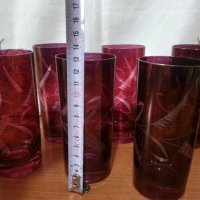 Ретро стъклени чаши цветно стъкло , снимка 3 - Антикварни и старинни предмети - 44343962