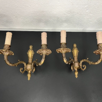 Чифт френски бронзови стенни лампи РОКОКО. №5119 , снимка 1 - Антикварни и старинни предмети - 44510392