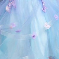 Синя къса бална рокля с цветя, снимка 8 - Рокли - 40583934