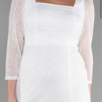 Бяла официална рокля - миди, снимка 3 - Рокли - 44438828