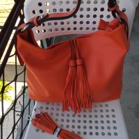 Страхотна дамска чанта и портмоне в оранжев цвят , снимка 7 - Чанти - 41565993