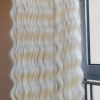 платинено руси екстеншъни естествена коса с примеси, снимка 3 - Аксесоари за коса - 41878843
