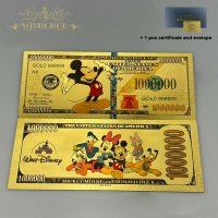 Сет 5 бр. Американски долар на Дисни - златно фолио, снимка 3 - Други ценни предмети - 36015430