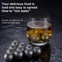 Food-Grade 304 SS Stainless Steel Whisky Stones Метални Ледчета Уиски Ракия Джин Водка Бира Коктейли, снимка 2 - Сервизи - 41381862