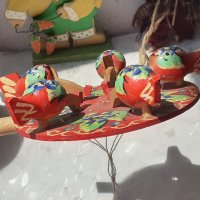 Кълвящи пиленца дървена играчка (3), снимка 1 - Декорация за дома - 40932462
